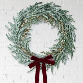 Vintage 17 inch Christmas Norfolk Pine Wreath,Realistic Greenery Christmas Wreath with Brown Velvet Bows and Gold Leaves,Evergreen Xmas Wreaths for Front Door Cabinet Window Decoration in Saudi Arabia