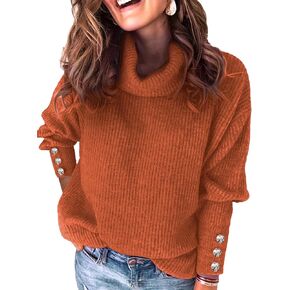 Womens Oversized Turtleneck Sweaters Spring 2026 Lightweight Thin Ribbed Knit Button Cropped Pullover Top in Saudi Arabia