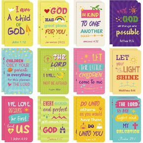 Faccito Bible Verse Notebook Christian Inspirational Mini Notepads Scripture Small Notebook Religious Motivational Small Pocket Notepads Christian Gifts for Kids School Office(Bright, 48 Pcs) in Kuwait