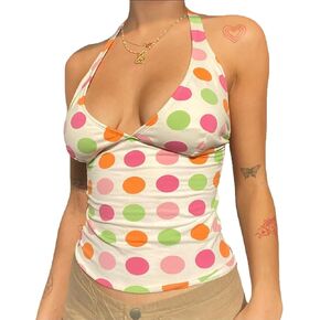 Women Y2k Backless Tank Top Vintage Lace Trim Floral Patchwork Cami Crop Top Summer Party Club Vest 00s Retro Shirt in Kuwait