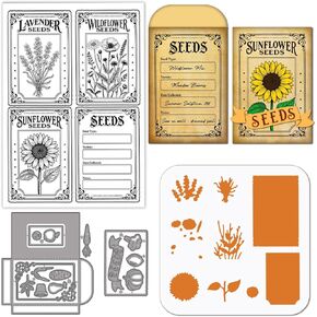 GLOBLELAND Mushrooms Clear Silicone Stamp Metal Label and Tickets Cutting Die Cuts Layering Grunge Texture PET Paint Craft Stencils for Card Making Scrapbooking Craft DIY Embossing in Kuwait