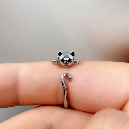 White Gold Plated Cat Statement Ring Personalized Accessory Ideal for Women's Daily Casual Wear Party Holiday Anniversary Love Jewelry Gift in Saudi Arabia