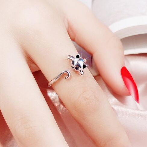 White Gold Plated Cat Statement Ring Personalized Accessory Ideal for Women's Daily Casual Wear Party Holiday Anniversary Love Jewelry Gift in Saudi Arabia