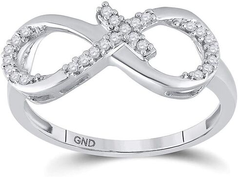10K White Gold Womens Round Diamond Cross Infinity Ring 1/10 Cttw (Primary Stone: I2 clarity; G-H color) in Saudi Arabia