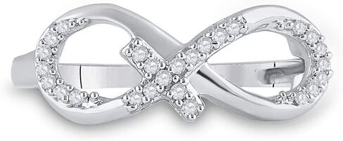 10K White Gold Womens Round Diamond Cross Infinity Ring 1/10 Cttw (Primary Stone: I2 clarity; G-H color) in Saudi Arabia