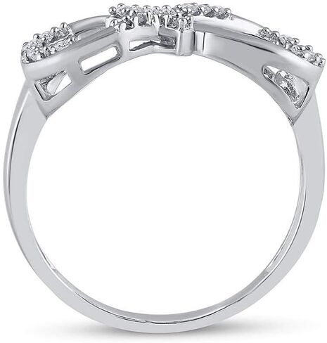 10K White Gold Womens Round Diamond Cross Infinity Ring 1/10 Cttw (Primary Stone: I2 clarity; G-H color) in Saudi Arabia