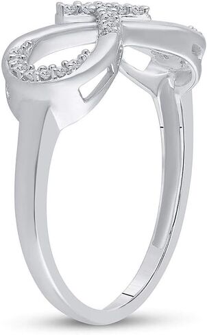 10K White Gold Womens Round Diamond Cross Infinity Ring 1/10 Cttw (Primary Stone: I2 clarity; G-H color) in Saudi Arabia