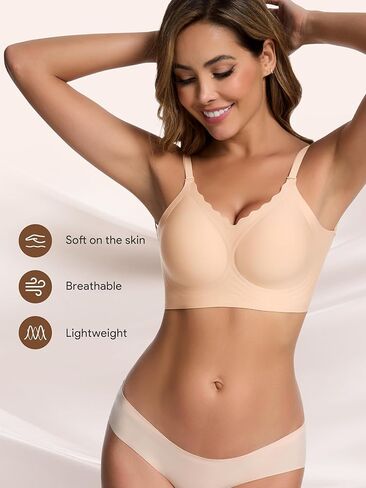 HBselect حمالات صدر منخفضة الظهر للنساء حمالة صدر عميقة على شكل حرف V بدون خياطة لاسلكية بدون ظهر حمالة صدر قابلة للتحويل in Kuwait