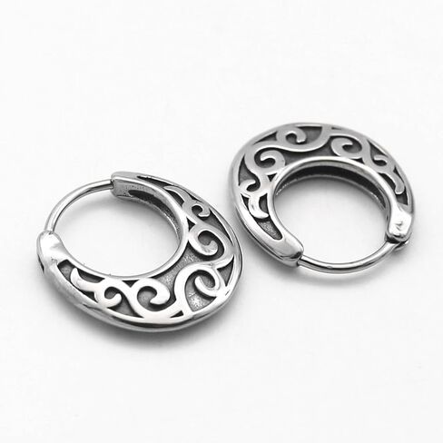 Vintage Celtic Knot Hoop Earrings, Stainless Steel, Filigree Design, Crescent Moon Shape in Saudi Arabia