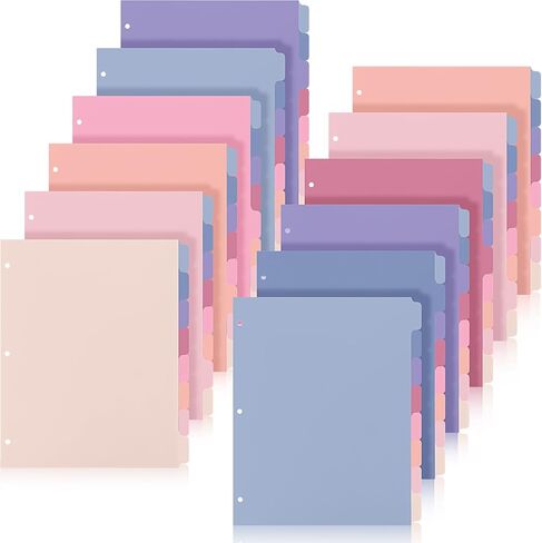 Honoson 12 Sets 8 Tab Binder Dividers for 3 Ring Binders 8.5 x 11 Inch Paper Multicolor Dividers with Plastic Film 3 Hole Punched Page Dividers Sturdy Binder Index Dividers for School (Earthy Color) in Kuwait