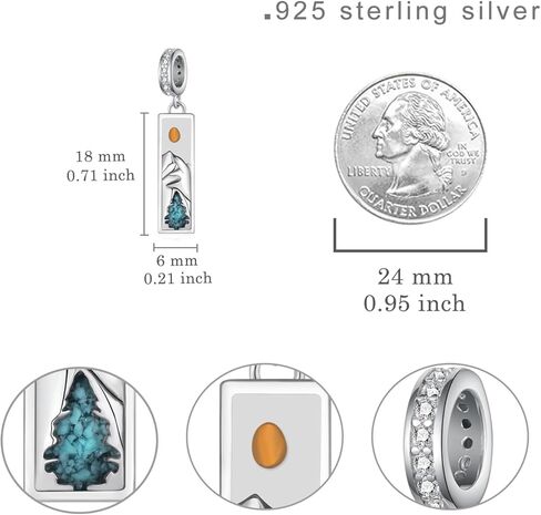 Mustard Seed Charm 925 Sterling Silver Mustard Seed Charms for Bracelets Christian Faith Turquoise Mountains Charm Mustard Seed Jewelry Gifts for Women in Saudi Arabia