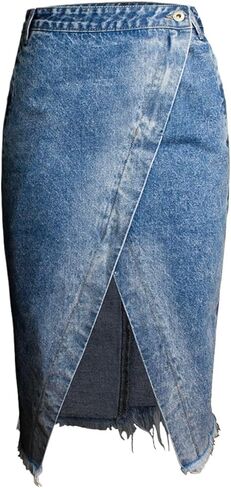 Maxi Skirt Womens Stretchy High Waist Long Jean Skirts with Pocket Summer Casual Collecting in Saudi Arabia