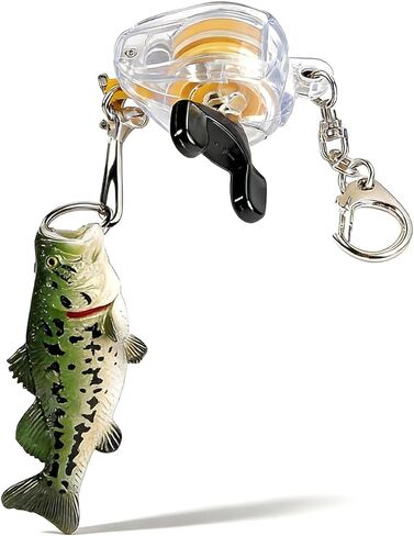 Angyape Fish Keychain Cool Bass Fishing Reel Keychain Bag Backpack Charms Funny Fishing Gifts for Men Retractable Accessories in Saudi Arabia