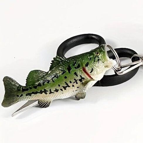 Angyape Fish Keychain Cool Bass Fishing Reel Keychain Bag Backpack Charms Funny Fishing Gifts for Men Retractable Accessories in Saudi Arabia