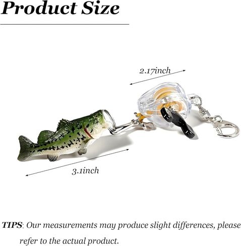 Angyape Fish Keychain Cool Bass Fishing Reel Keychain Bag Backpack Charms Funny Fishing Gifts for Men Retractable Accessories in Saudi Arabia