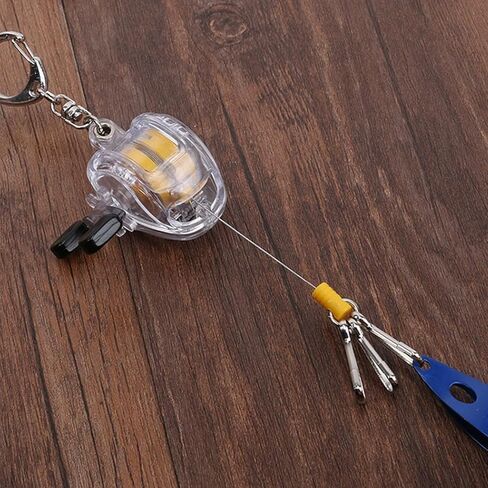 Angyape Fish Keychain Cool Bass Fishing Reel Keychain Bag Backpack Charms Funny Fishing Gifts for Men Retractable Accessories in Saudi Arabia