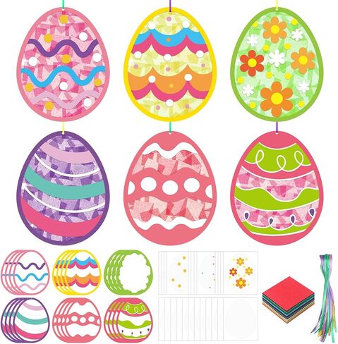 Ctosree 24 Sets Easter He Lives Cross Crafts Kit Religious Cross DIY Tissue Paper Art for Easter Celebrations Ornaments Religious Sunday School Crafts Home Classroom Game Activities in Saudi Arabia