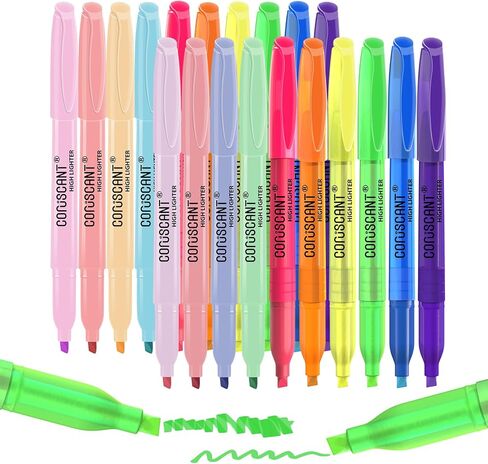 Highlighter - 12 Pack Color Tightlight ، وشفاف اللون الشفافة المرئية قلم الفلورسنت ، وعلامة نقطة إزميل عريضة ، قلم الفلورسنت ، المدرسة ، المكتب in Kuwait