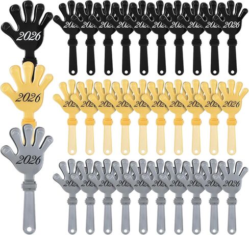 36 Pcs 2025 New Year Hand Clappers Noisemakers Glitter Hand Clappers Happy New Year Noisemakers Toy Plastic Clapping Hands for New Years Eve Graduation Birthday Party Supplies Favors, 7 Inch in Saudi Arabia
