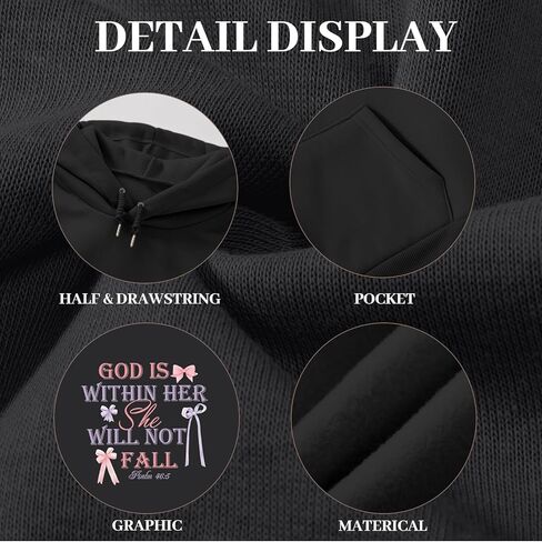 God is Within Her She Will Not Fall Christian Hoodies for Women Jesus Bible Verse Hoodie Bow Hoodie in Saudi Arabia