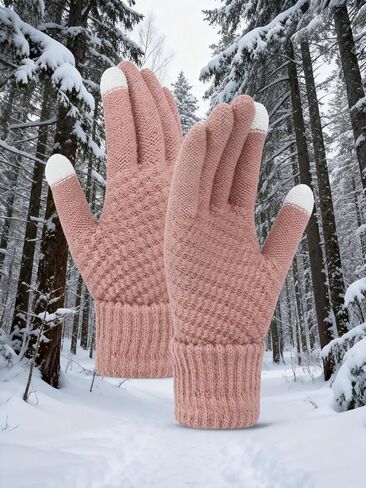 Men Women Thermal Knit Gloves Touchscreen Fleece Lined Thick Winter Warm Outdoor Cycling Sports Driving Cold Weather in Saudi Arabia