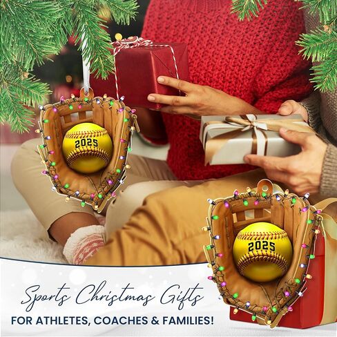 FLAGWIX Christmas Softball Gifts for Girls 8-12, Softball Ornament - 2D Flat (Not 3D) Acrylic Ornaments 2025 for Christmas Tree Decorations - Gifts for Sporty Girls Coach, Sports Ornament Decor in Saudi Arabia