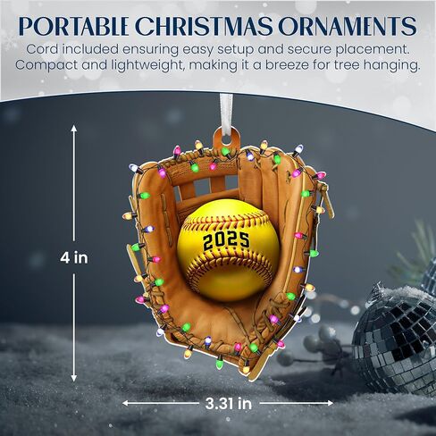 FLAGWIX Christmas Softball Gifts for Girls 8-12, Softball Ornament - 2D Flat (Not 3D) Acrylic Ornaments 2025 for Christmas Tree Decorations - Gifts for Sporty Girls Coach, Sports Ornament Decor in Saudi Arabia