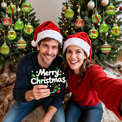16 Pack Christmas Ball Ornaments for Tree, 2.4 Inch Red Green Glittering Plastic Elf Swirl Candy Cane Baubles Decor, Shatterproof Hanging Bulbs for Xmas Party Holiday Home Indoor Decorations in Saudi Arabia