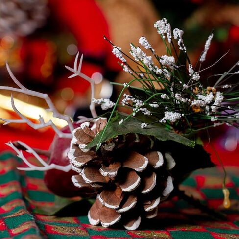 24 PCS Christmas Pine Cones Decorations - Pine Cones Ornaments in 3 Sizes with Strings for Table Tree Home DIY Gift Tag Wreath Garland Fall Wedding Decor (24, White) in Saudi Arabia