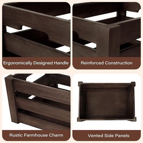 Set of 3 Rustic Wooden Nesting Crates – Farmhouse Decorative Storage Boxes for Shelves, Countertops & Tabletop Display (L/M/S) in Saudi Arabia