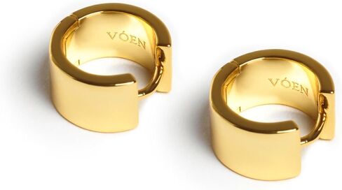 VÓEN Lustre Mini Hoops - 14K Yellow Gold Mini hoop, Sleek and Minimalist Small Gold Earrings with 13.5mm Diameter, Lightweight Everyday Golden Hoops, 7mm Wide Hypoallergenic Earings in Saudi Arabia