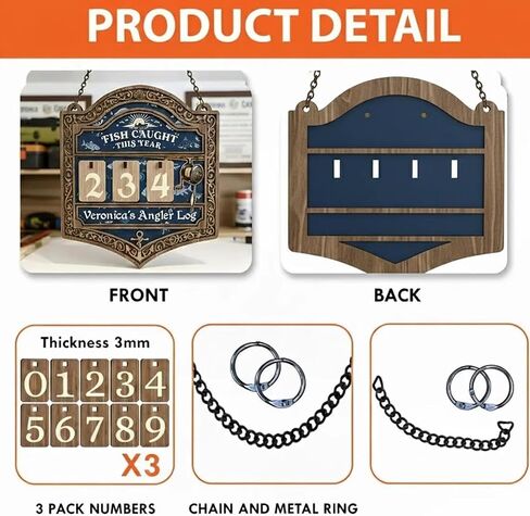Personalized Fisher Tracker Sign, Custom Fish Caught This Year Wooden Counter Sign, Fishing Tracker Log, Gift for Valentine, Christmas, Birthday, Fisherman Decor, Fishing Lover Gift 05 in Saudi Arabia