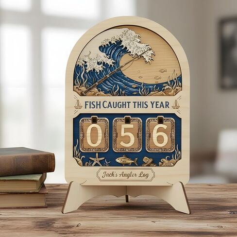 Personalized Fisher Tracker Sign, Custom Fish Caught This Year Wooden Counter Sign, Fishing Tracker Log, Gift for Valentine, Christmas, Birthday, Fisherman Decor, Fishing Lover Gift 05 in Saudi Arabia