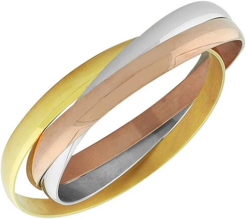 My Daily Styles Stainless Steel Gold-Tone Silver-Tone Interlocked Bangle Bracelets in Saudi Arabia
