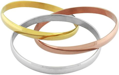 My Daily Styles Stainless Steel Gold-Tone Silver-Tone Interlocked Bangle Bracelets in Saudi Arabia