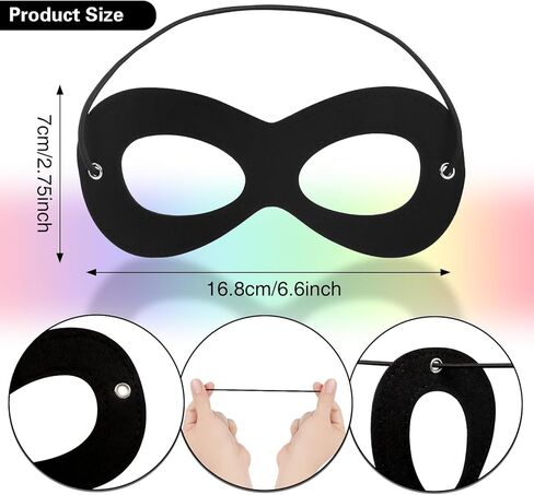 4PCS Black Felt Superhero Masks, Adjustable Elastic Rope Half Eye Mask for Adults & Kids in Kuwait