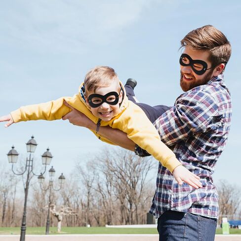 4PCS Black Felt Superhero Masks, Adjustable Elastic Rope Half Eye Mask for Adults & Kids in Kuwait