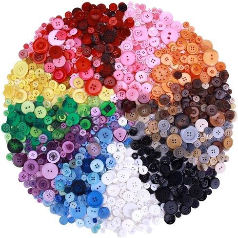 2800-3000pcs Assorted Resin Buttons Bulk 24 Colors Mixed Sizes Decorative Buttons for Sewing Crafts Clothes Button Painting DIY Handmade Ornament in Saudi Arabia