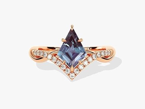 RARE JEWELS HUB Kite Shape Alexandrite Colour Changing Ring 14K Rose Gold Plated Engagement Ring Anniversary Promise Ring Engagement Ring Gift in Saudi Arabia