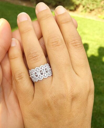 HUGE, Eternity Band 12.50mm, Ring, Gift, Anniversary, Wedding Band, Engagement Ring, White Gold Rhodium Sterling Silver .925 and 3.0ctw Simulated Diamonds in Saudi Arabia