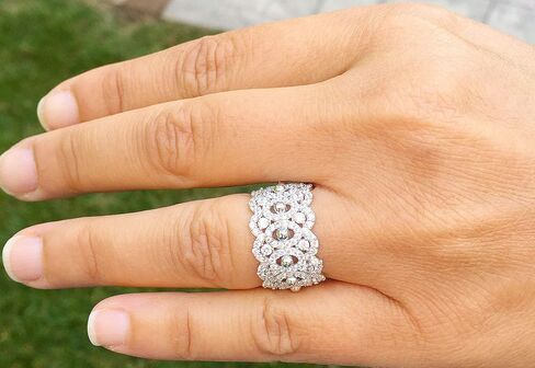HUGE, Eternity Band 12.50mm, Ring, Gift, Anniversary, Wedding Band, Engagement Ring, White Gold Rhodium Sterling Silver .925 and 3.0ctw Simulated Diamonds in Saudi Arabia
