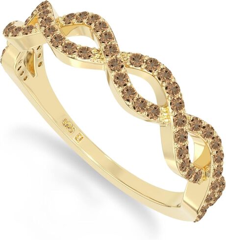 Natural Gemstone Twisted Wedding Band Ring for Women in 925 Silver/18K Yellow/Rose Gold Vermeil, Birthstone Jewelry Gifts for Her Birthday, Anniversary, Christmas, Graduation, Mothers Day in Saudi Arabia