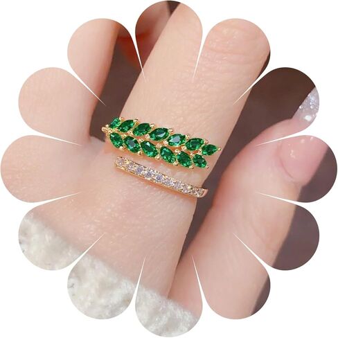 LadayPoa Adjustable Gold Plated Cubic Zirconia Leaf Rings for Women Dainty Open Stackable Branch Leaves CZ Ring Engagement Wedding Bands for Bridel Promise Jewelry in Saudi Arabia