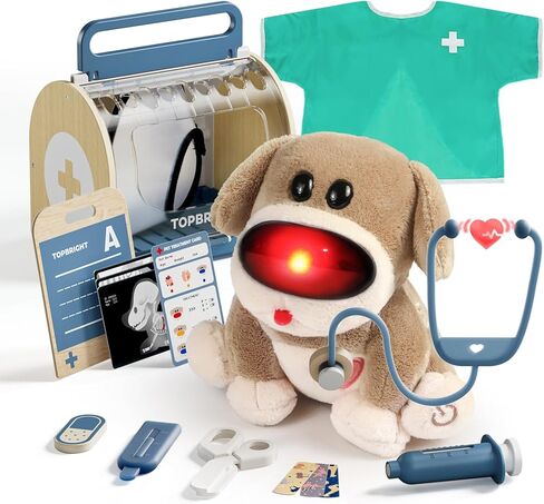 TOP BRIGHT Doctor Kit for Toddlers 3-5, My Realistic Robot Puppy with Sounds & Reactions, Electronic Interactive Stuffed Dog Vet Kit, Kids Doctors Play Set Birthday Gifts for Girls Boys 3 4 5 in Saudi Arabia
