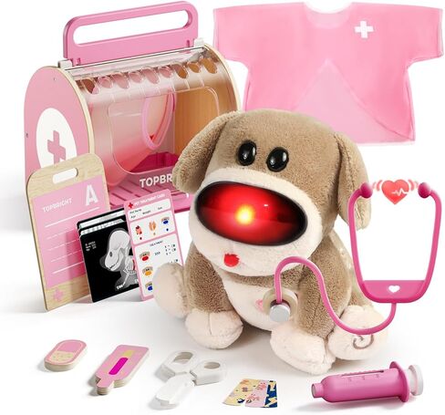 TOP BRIGHT Doctor Kit for Toddlers 3-5, My Realistic Robot Puppy with Sounds & Reactions, Electronic Interactive Stuffed Dog Vet Kit, Kids Doctors Play Set Birthday Gifts for Girls Boys 3 4 5 in Saudi Arabia