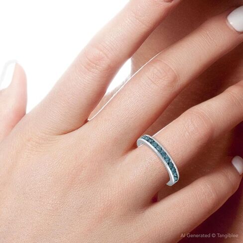 P3 POMPEII3 1 1/2ct Blue Diamond Channel Set Eternity Ring 14K White Gold in Saudi Arabia
