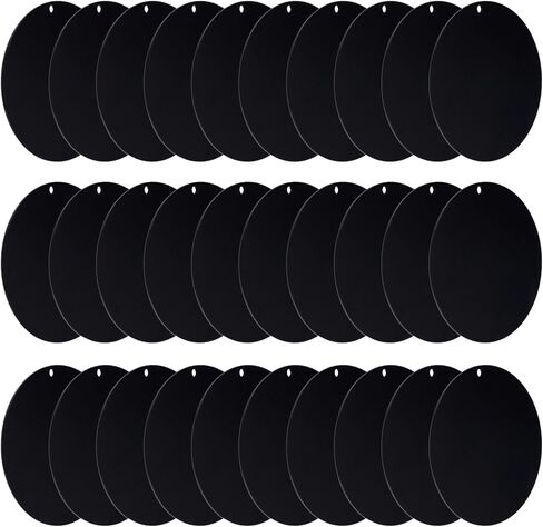 PATIKIL Acrylic Circle Blanks 2.5 Inch, 30 Pack Round Clear Disc Ornaments with Hole for DIY Keychain Project Crafting, Black in Saudi Arabia