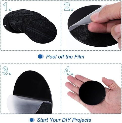 PATIKIL Acrylic Circle Blanks 2.5 Inch, 30 Pack Round Clear Disc Ornaments with Hole for DIY Keychain Project Crafting, Black in Saudi Arabia
