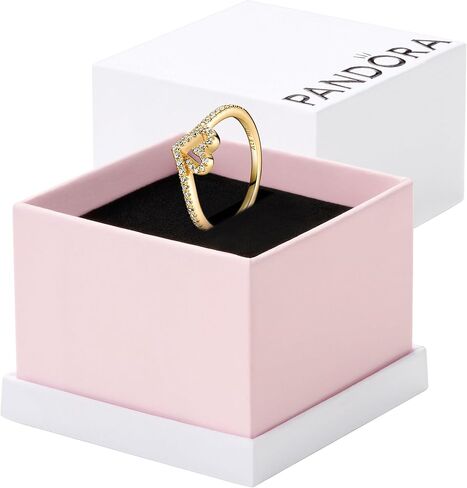 Pandora Timeless Wish Sparkling Heart Ring - Gift for Her 14k Gold-Plated Shine with Cubic Zirconia in Saudi Arabia