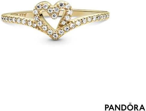 Pandora Timeless Wish Sparkling Heart Ring - Gift for Her 14k Gold-Plated Shine with Cubic Zirconia in Saudi Arabia